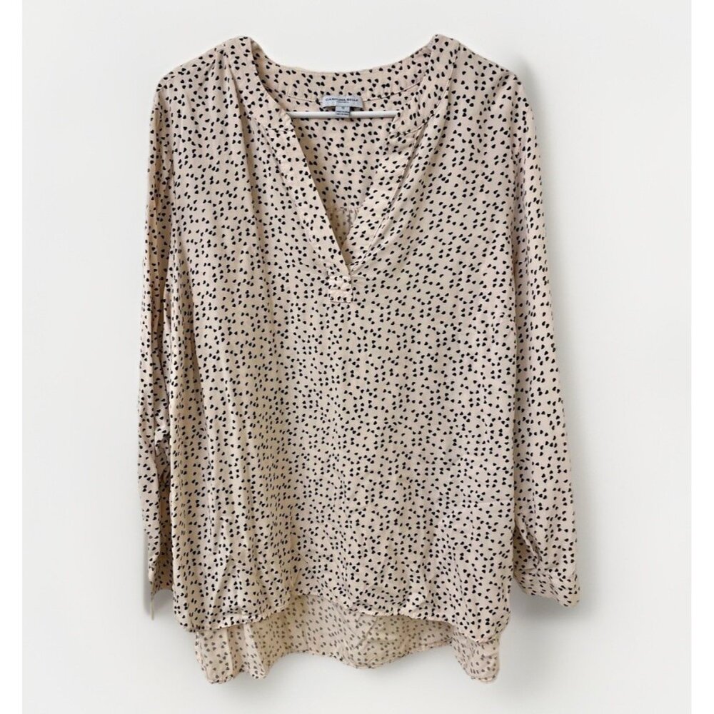 Heart Polka Dot Top Plus Size 1X Blush Blouse Business Casual Lightweight Soft